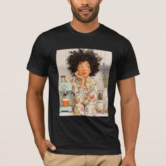 T-shirt Fille au café du matin cosy – Illustration IA chal