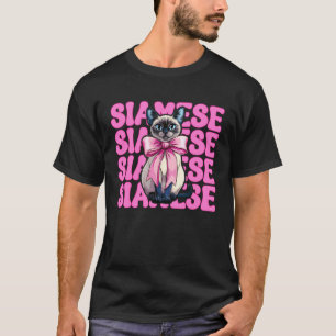 T-shirt Fille au chat siamois Maman chat Coquette rose Bow