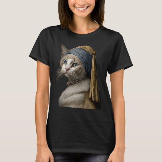 T-shirt Fille au collier de perles Chat (Devant)