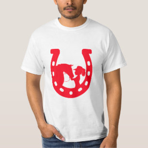T-shirt Fille au fer à cheval rouge et cheval