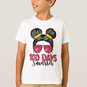 T-shirt Fille aux buns heureuse 100 jours d'école 100 jour