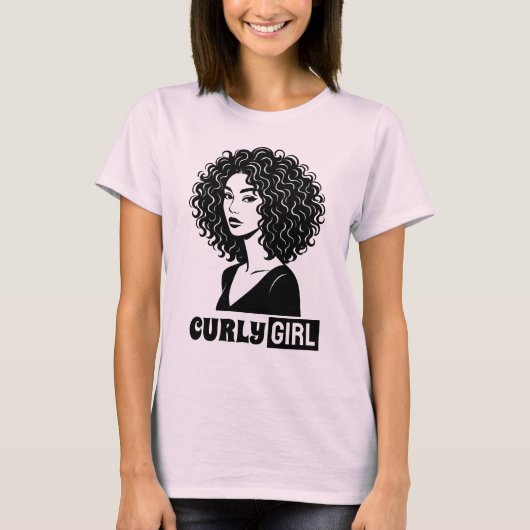 T-shirt Fille aux Cheveux Bouclés (Devant)