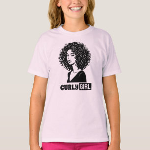 T-shirt Fille aux Cheveux Bouclés