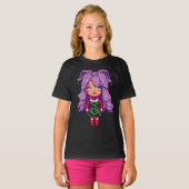 T-shirt fille aux cheveux pourpres (Devant entier)