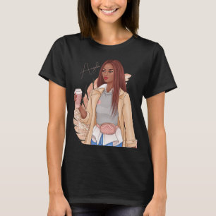 T-shirt Fille aux faux reflets bohèmes Cheveux Rouges Brun