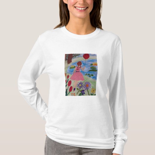T-Shirt Fille Avec Balloon Rouge (Devant)
