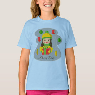 T-shirt Fille avec boîte cadeau de Noël