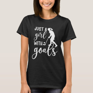 T-shirt Fille Avec Buts Joueur De Hockey Sur Terrain Hocke