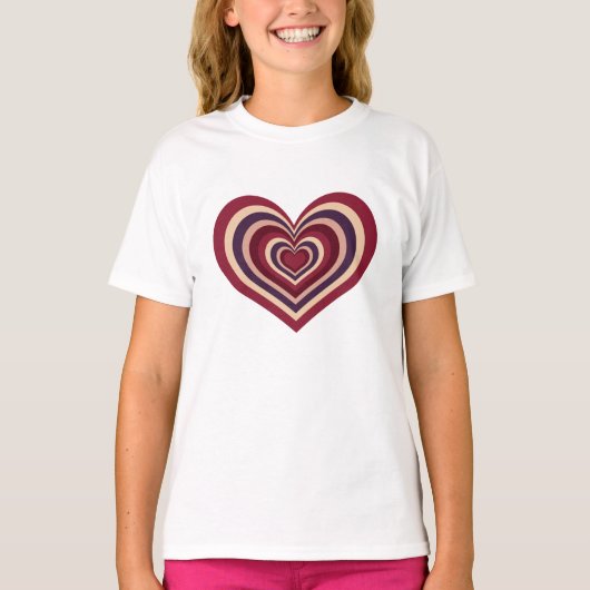 T-shirt fille avec coeur rouge rétro (Devant)