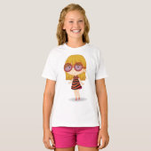 T-shirt Fille Avec De Grandes Lunettes (Devant entier)
