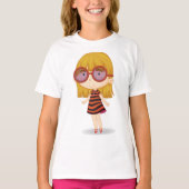 T-shirt Fille Avec De Grandes Lunettes (Devant)