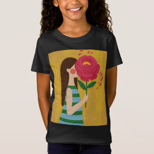 T-Shirt fille avec des fleurs (Devant)