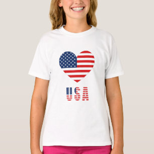 T-shirt fille avec drapeau américain Design de coe
