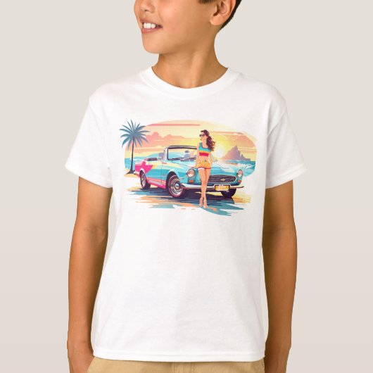 T-shirt Fille avec la voiture et la nature de rêve (Devant)