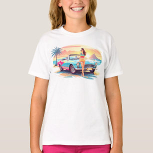 T-shirt Fille avec la voiture et la nature de rêve