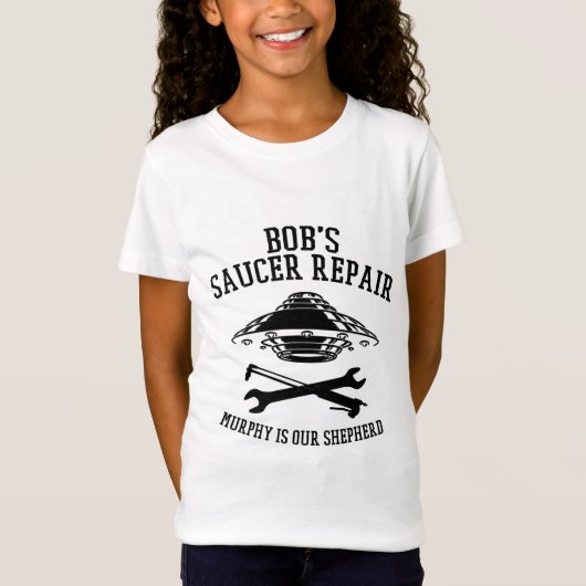 T-shirt fille avec logo Bob's Saucer Repair noir (Devant)