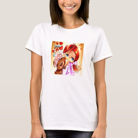T-shirt Fille Avec Ours En Teddy (Devant)