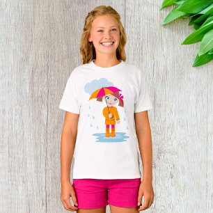 T-shirt Fille avec parapluie sous la pluie Enfants Jour de