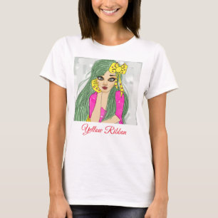 T-shirt fille avec ruban jaune