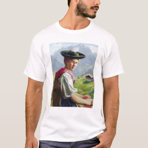 T-shirt Fille avec un casquette dans le paysage de