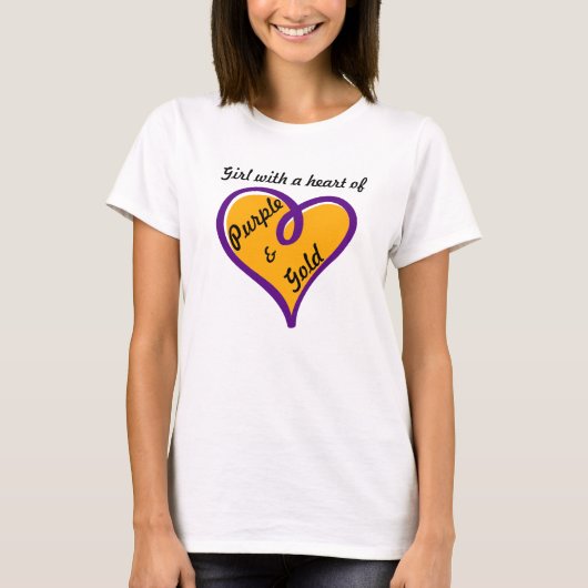 T-shirt Fille avec un coeur conception de pourpre et d'or (Devant)