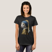 T-shirt Fille avec une perle à oreille Chat 1 (Devant entier)