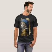 T-shirt Fille avec une perle à oreille Chat 2 (Devant entier)