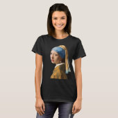 T-shirt Fille avec une perle d'oreille Portrait Peinture (Devant entier)