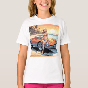 T-shirt Fille avec voiture de sport