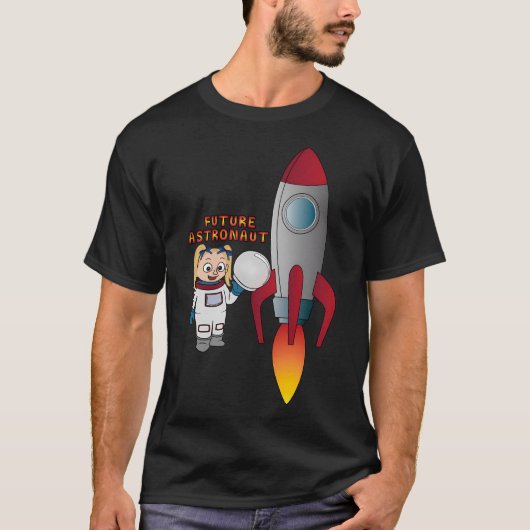 T-shirt Fille 'Avenir Astronaute' Avec Fusée (Blonde) (Devant)