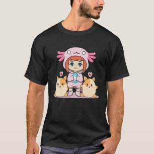 T-shirt fille Axolotl avec lait et hamster