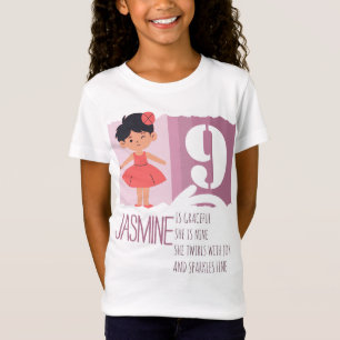 T-Shirt Fille Ballerine Rose Confiant Rime d'anniversaire