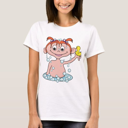 T-shirt Fille Bath Time Amusant avec canard en caoutchouc  (Devant)