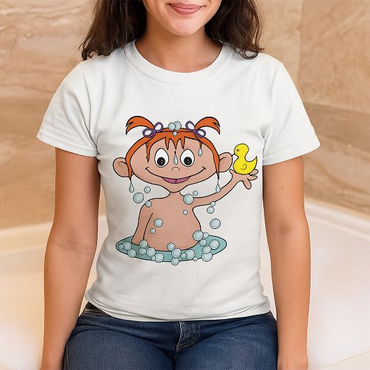 T-shirt Fille Bath Time Amusant avec canard en caoutchouc
