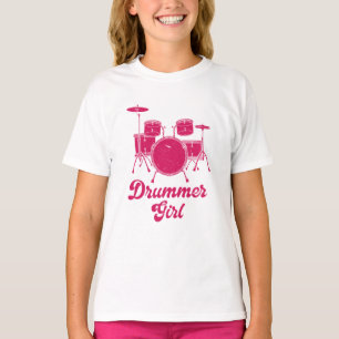 T-shirt Fille batteur   Drums Drummer Cadeau