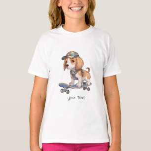 T-shirt fille Beagle aquarelle