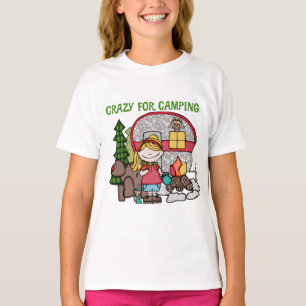 T-shirt Fille blonde folle pour camper