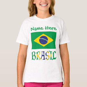 T-shirt Fille Brasil Bandiera Personnalisée
