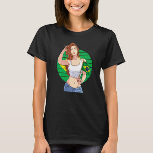T-shirt Fille brésilienne Fierté du Brésil Drapeau Brasil 