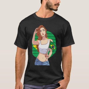 T-shirt Fille brésilienne Fierté du Brésil Drapeau du Brés