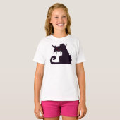 T-shirt Fille Chat Noir Grumpy (Devant entier)