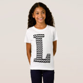 T-shirt fille Chevron L Monogram noir et blanc (Devant entier)