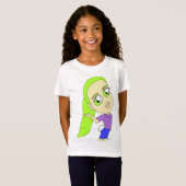 T-Shirt fille chibi avec une queue de lapin (Devant entier)
