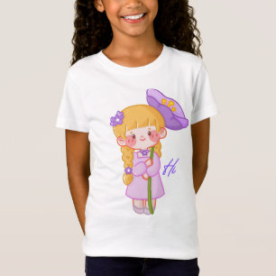 T-shirt fille chibi mignonne chapeau violet T-sh