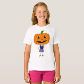 T-shirt fille chibi tête de citrouille (Devant entier)