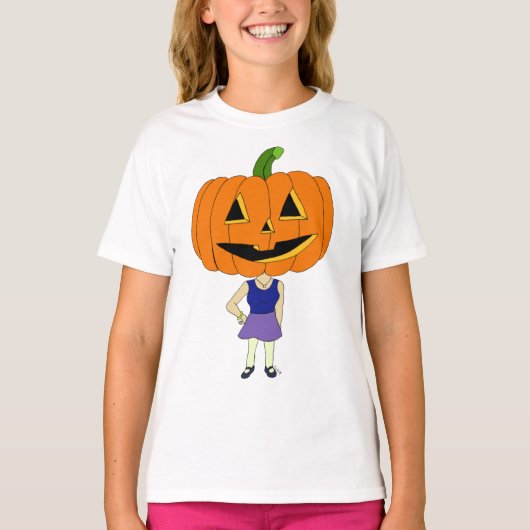 T-shirt fille chibi tête de citrouille (Devant)