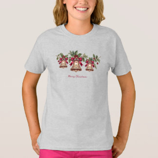 T-Shirt Fille Cloches Dorées Décoratives
