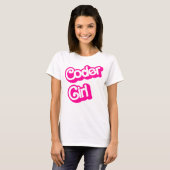 T-shirt Fille codeuse Ordinateur rose Geek Programmeur (Devant entier)