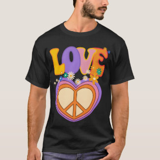 T-shirt Fille coeur hippie d'amour