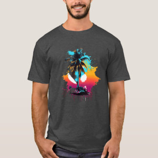 T-shirt Fille colorée cocotier style 90
